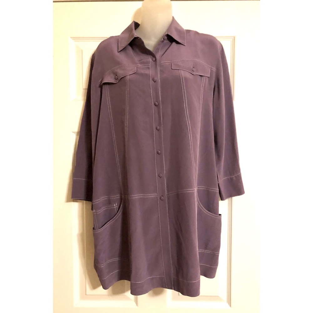 Soft Surroundings 100% Silk Tunic Jacket with Pockets